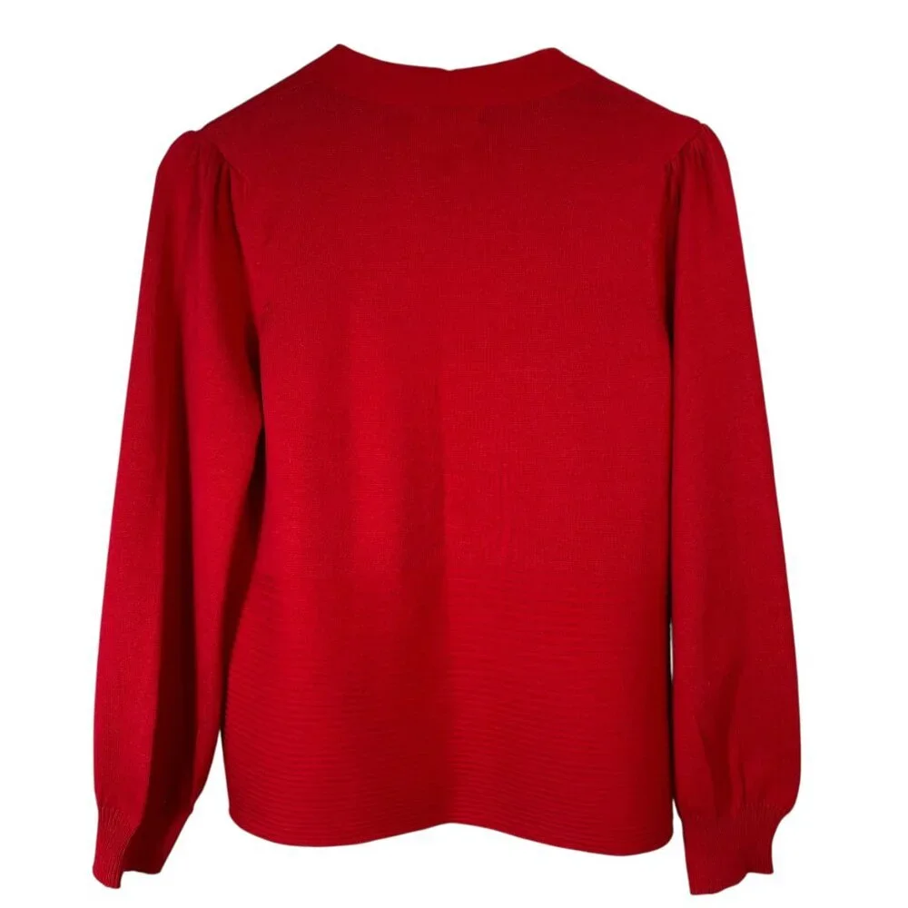 Peyton Primrose Red Ribbed Open Front Cardigan Sweater M